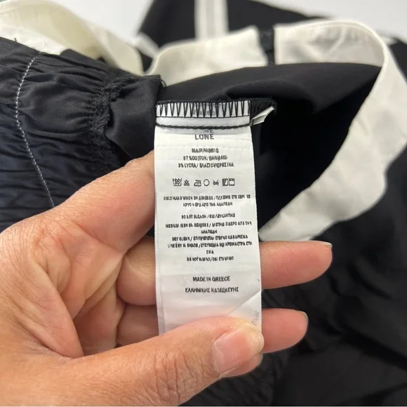 Ozai N Ku Wide Leg Pants Ribbon Appliqué Asymmetric Cutout Hem Zip Elastic Waist - Picture 10 of 16